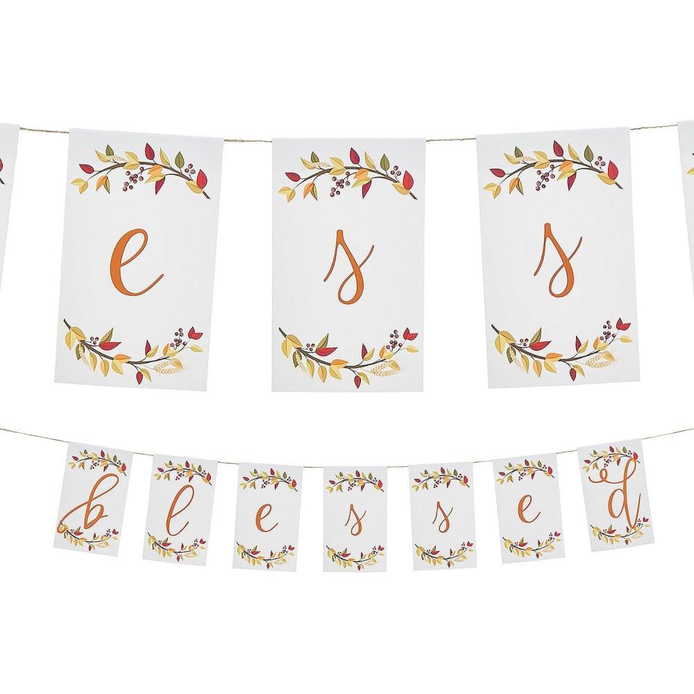 imageEyecatching White quotBlessedquot Thanksgiving Cardstock Garland  7 ft x 7quot1 Pc  Perfect for Fall Decorations Harvest Parties ampamp Thanksgiving Celebrations