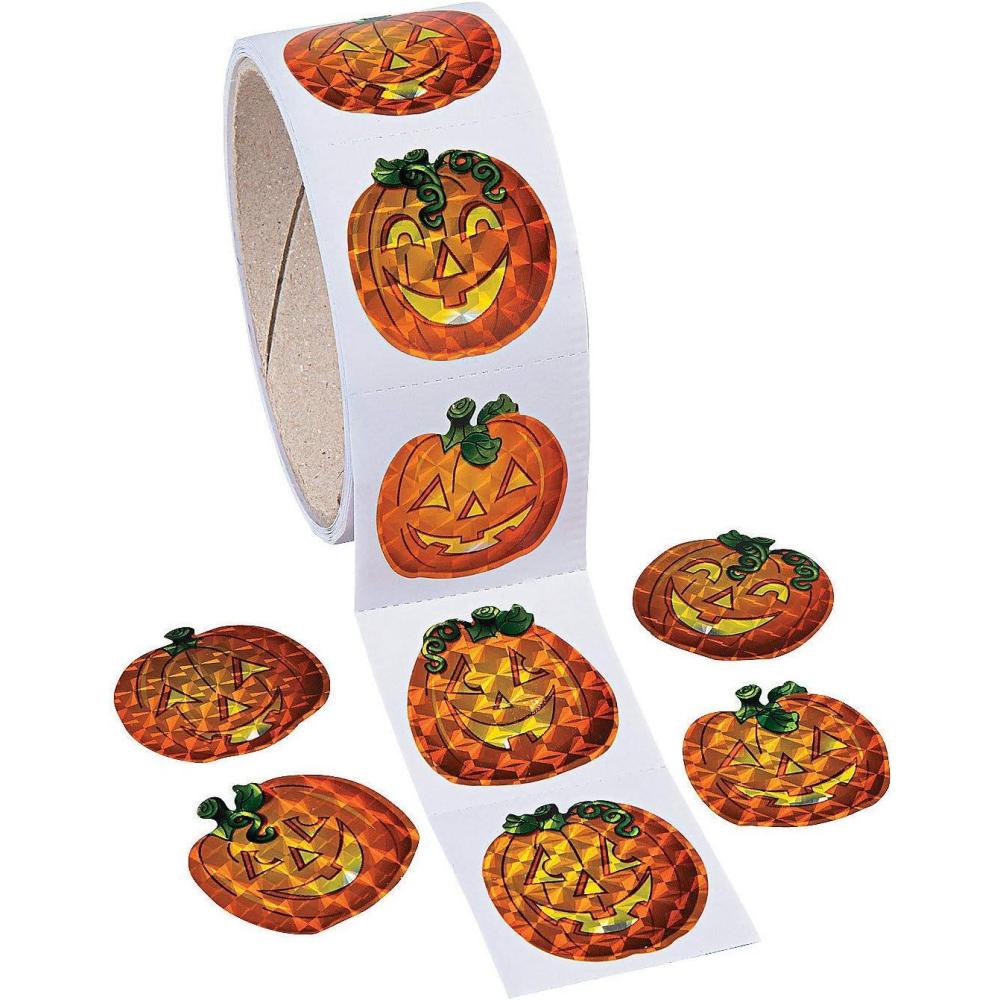 imageFun Express  Prism Pumpkin Stickers for Halloween  Stationery  Stickers  Roll  Halloween  1 Piece