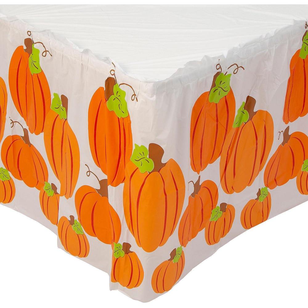 imageFun Express 14 ft x 29quot Plastic Orange Pumpkins Print Fall Themed Table Skirt