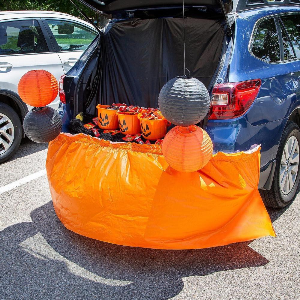 imageFun Express 90quot x 29quot TrunkorTreat Black ampamp Orange Striped Plastic Bumper CoverOrange