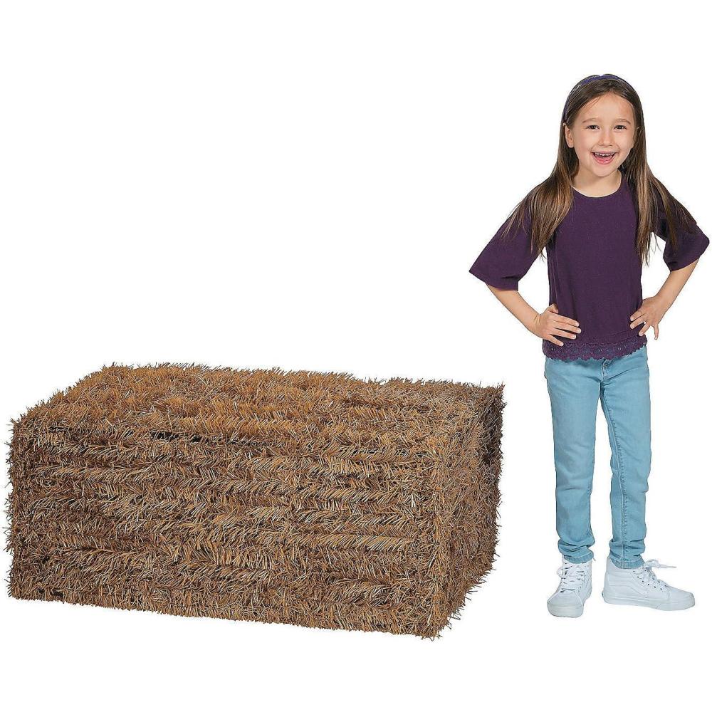 imageFun Express Hay Bales for Decoration Large Collapsible  Premium Fake Hay Bale for Western Themed Party Decorations  Faux Hay Stacks for Indoor Outdoor Fall Decor ampamp Rodeo Centerpieces