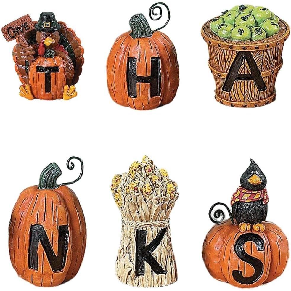 imageFun Express Resin Give Thanks Blocks Set of 6 Fall Home Decor
