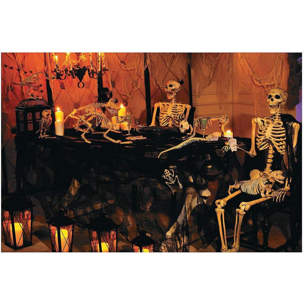 imageHaunted Skeleton Banquet Backdrop Banner 9 feet long Halloween Party Decor