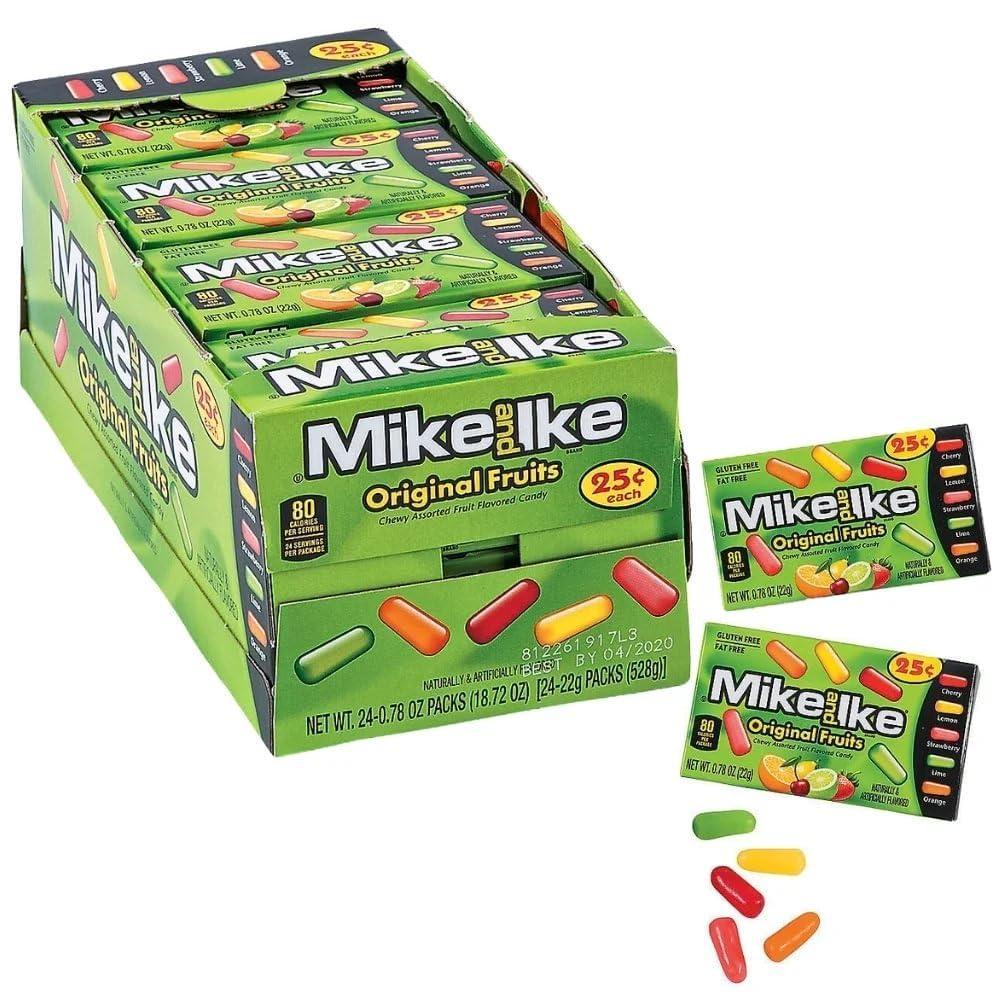 imageMike and Ike Candies  24 Boxes  Chewy Assorted Fruit Flavored Candy  Ideal for Birthdays Halloween TrickorTreat ampamp More