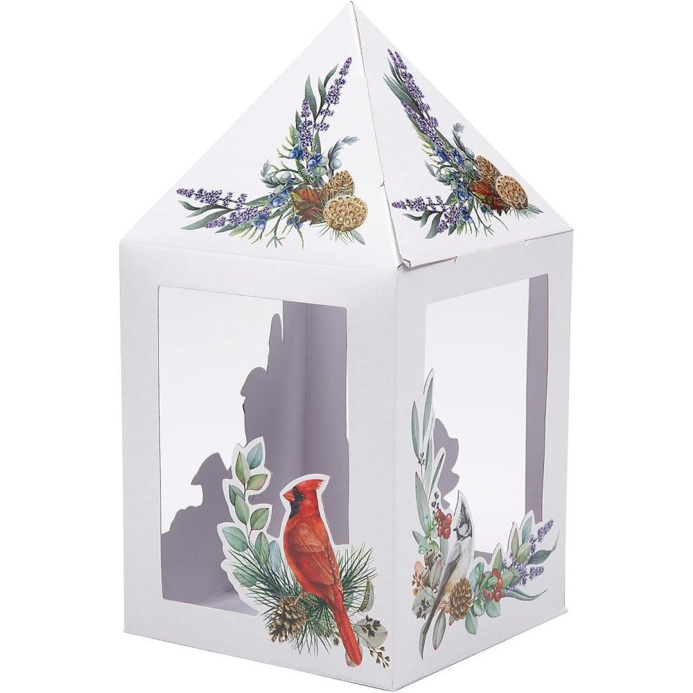 imagePinecone ampamp Birds Paper Lantern Centerpieces  4quot x 4quot x 8quot 1 Set  Charming WoodlandThemed Decor for Weddings Parties ampamp Holiday Table Decorations