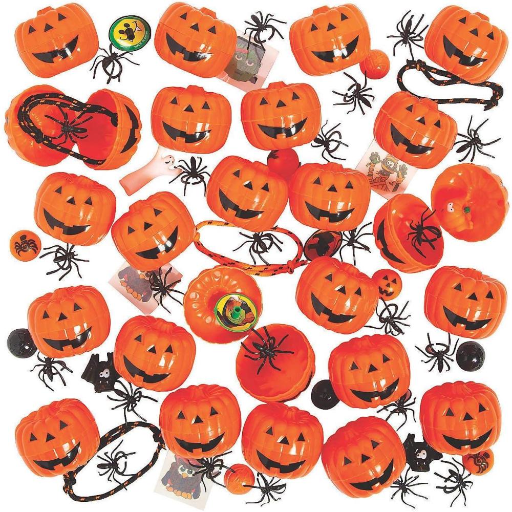imageToy PreFilled Halloween Jack O Lantern Pumpkins Bulk Set of 24 Trick or Treat Trunk or Treat Party Giveaways and Supplies