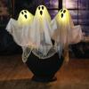 Fun Express Halloween Decorations Outdoor Ghost Yard Stakes with LED Lights – 3 Pack Light Up Halloween Outdoor Decor for Lawn, Garden & Pathway | Weather-Resistant White Hanging Ghosts Set