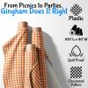 Fun Express Orange Gingham Tablecloth Roll (100 feet Long) Fall and Halloween Party Supplies Table Covers