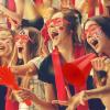 Fun Express Red School Spirit Assortment – Bulk 50 Piece Set – Hand clappers, Whistles, megaphones, pom-poms and More – School Spirit Supplies