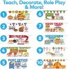 Fun Express Seasonal Dramatic Play Classroom Decorations with 10 Store Themes – 151 Piece – Cardstock – Table Top Hut and Awning Sold Seperately