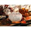 Fun Express White Ceramic Pumpkin with Vine Accents (10 inch Diameter) 1 Piece, Fall Home Decor, Table Centerpiece Decor