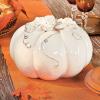 Fun Express White Ceramic Pumpkin with Vine Accents (10 inch Diameter) 1 Piece, Fall Home Decor, Table Centerpiece Decor