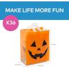 Orange Large Halloween Jack-O’-Lantern Plastic Tote Bags (9.5″ x 5.25″ x 12″) 36 Count – Spooky Design & Durable Material, Perfect For Trick-or-Treat & Halloween Parties