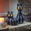 Pumpkin Black Cat Light-Up Halloween Decorations – Home Decor – 2 Pieces – Mantle, Fireplace and Tabletop Decor for Halloween