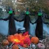Witches Holding Hands and Glowing Faces – Set of 3 witches – 6 feet tall – Outdoor Yard Halloween Decoration