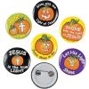 Christian Pumpkin Glow-in-the-Dark Mini Buttons for Halloween – Bulk set of 48 – Party Favor Jewelry and Handouts