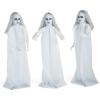 Fun Express 3 Pieces 4 ft. Halloween Ghostly Girl Yard Stakes, Spooky Yard Decor, Halloween Yard Decorations