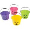 Fun Express Halloween Basket Plastic Pumpkins Jack O Lantern Trick or Treat Bucket Set of 12 – Mini Halloween Buckets for Kids Candy Collection | Neon Orange Pumpkin Pails for Party Favors