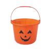 Fun Express Halloween Basket Set of 12 – Premium Plastic Pumpkin Buckets for Trick or Treat | Jack O Lantern Design with Handles | Orange Candy Containers for Kids Halloween Party Supplies