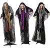 Fun Express Halloween Decorations Outdoor – 3 Witches Holding Hands Yard Stakes Set, 3.6 Feet Tall | Premium Polyester Witch Decor for Outside Halloween Decorations, Lawn & Garden Display