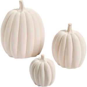 Fun Express 4″ – 8 1/2″ DIY Craft Decorative Ceramic Pumpkin Set – 3 Pieces – Creative Fall and Halloween Decorations