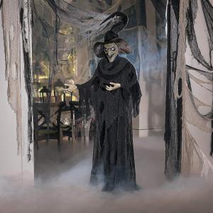 Fun Express 6 Feet Tall Light-Up Standing Witch Halloween Decor Outdoor – Animated Scary Halloween Decorations for Yard, Porch & Haunted House Props | Spooky Halloween Witch Decorations Outside
