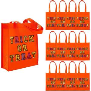 Fun Express 9″ x 11″ Medium Halloween Trick-or-Treat Nonwoven Shopper Tote Bags – 12 Piece