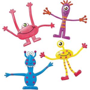 Fun Express Bendy Halloween Monster, Bendable Toys, Party Favors and Handouts (Bulk Set of 24)