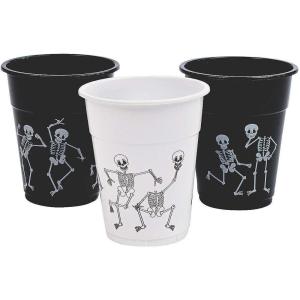 Fun Express Skeleton Printed Disposable Cups (16 oz – 50 cups) Halloween Party Supplies