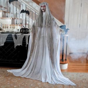 Fun Express Standing Ghost Girl Halloween Decorations Outdoor – 5ft 7in Light Up Ghost with Flashing Red Eyes | Scary Halloween Decor for Porch, Yard & Indoor | Spooky Halloween Ghost Decorations