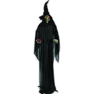 Fun Express Standing Witch with Red Apple Halloween Decoration – Lights up and Makes Sound – Scary Home Decor