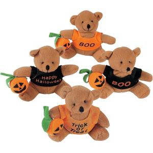 Fun Express Stuffed Bears with a Halloween T-Shirt – Trick or Treat Toys and Handouts – 12 Pieces