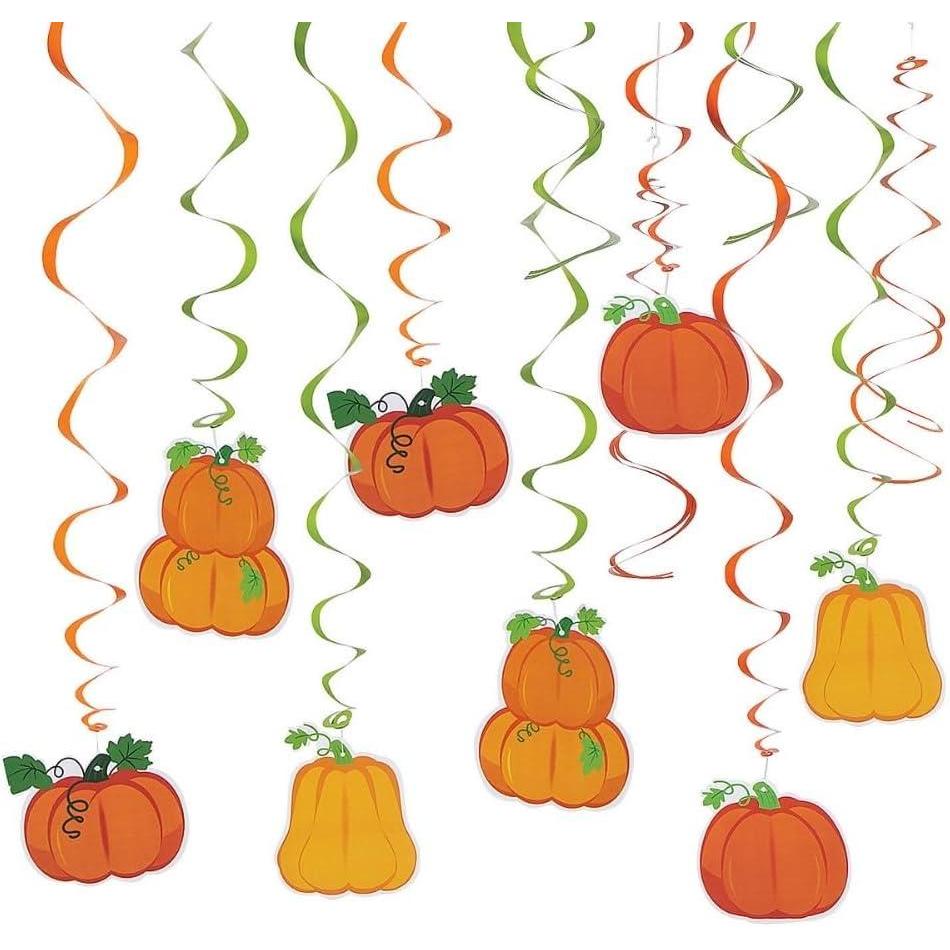 imageAssorted Designs Fall Pumpkins Hanging Swirls  12 Pcs 30quot  Perfect for Fall Season Halloween Festivities ampamp More