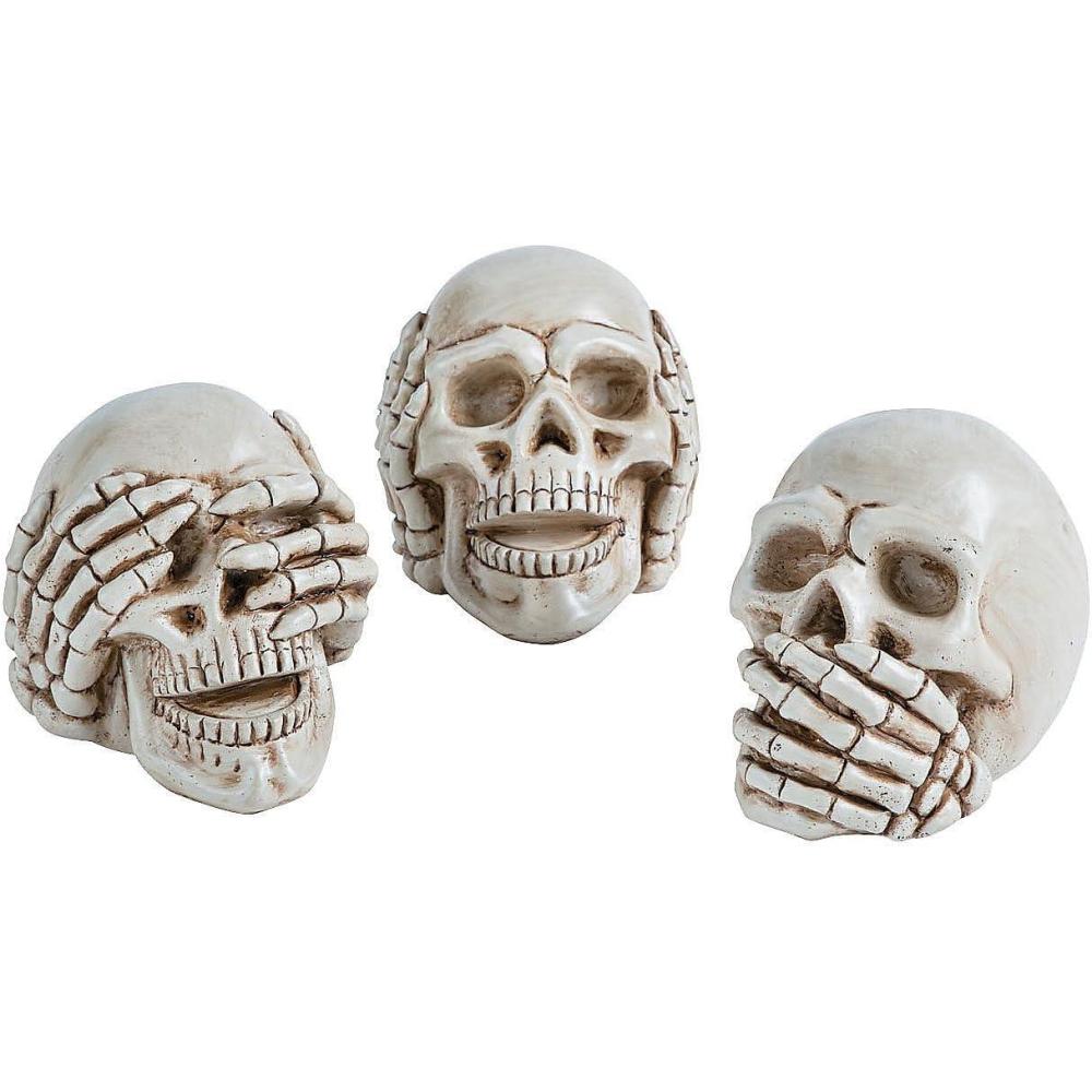 imageFun Express Hear no EvilSee no EvilSpeak no Evil Skull Set 3 Pieces Halloween Decor 5quot