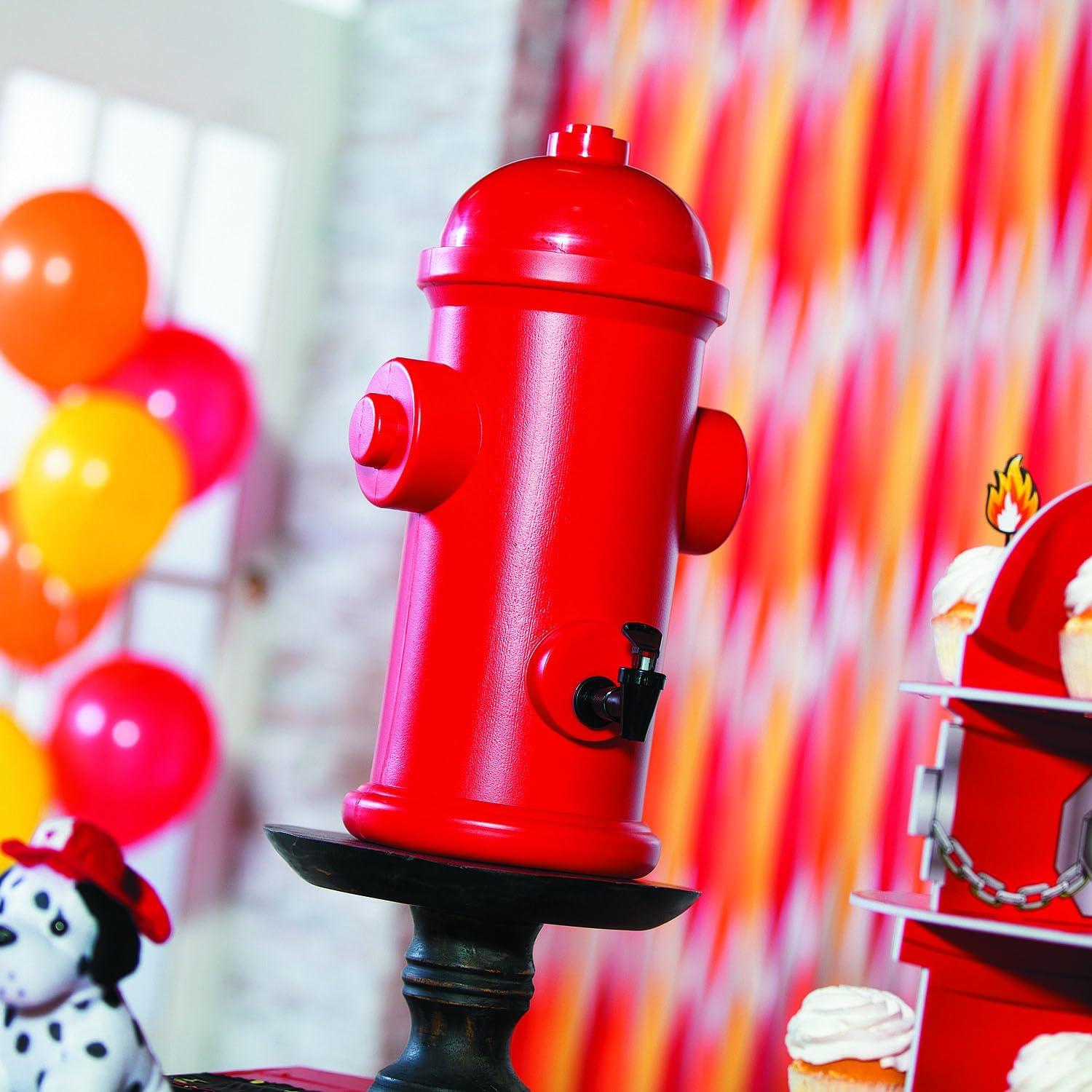 imageFun Express Fire Hydrant Plastic Drink Dispenser 175 Gallon  Red Firefighter Party Decorations Beverage Container for Fire Truck Birthday Parties School Events ampamp Fundraisers  17quot Tall Design