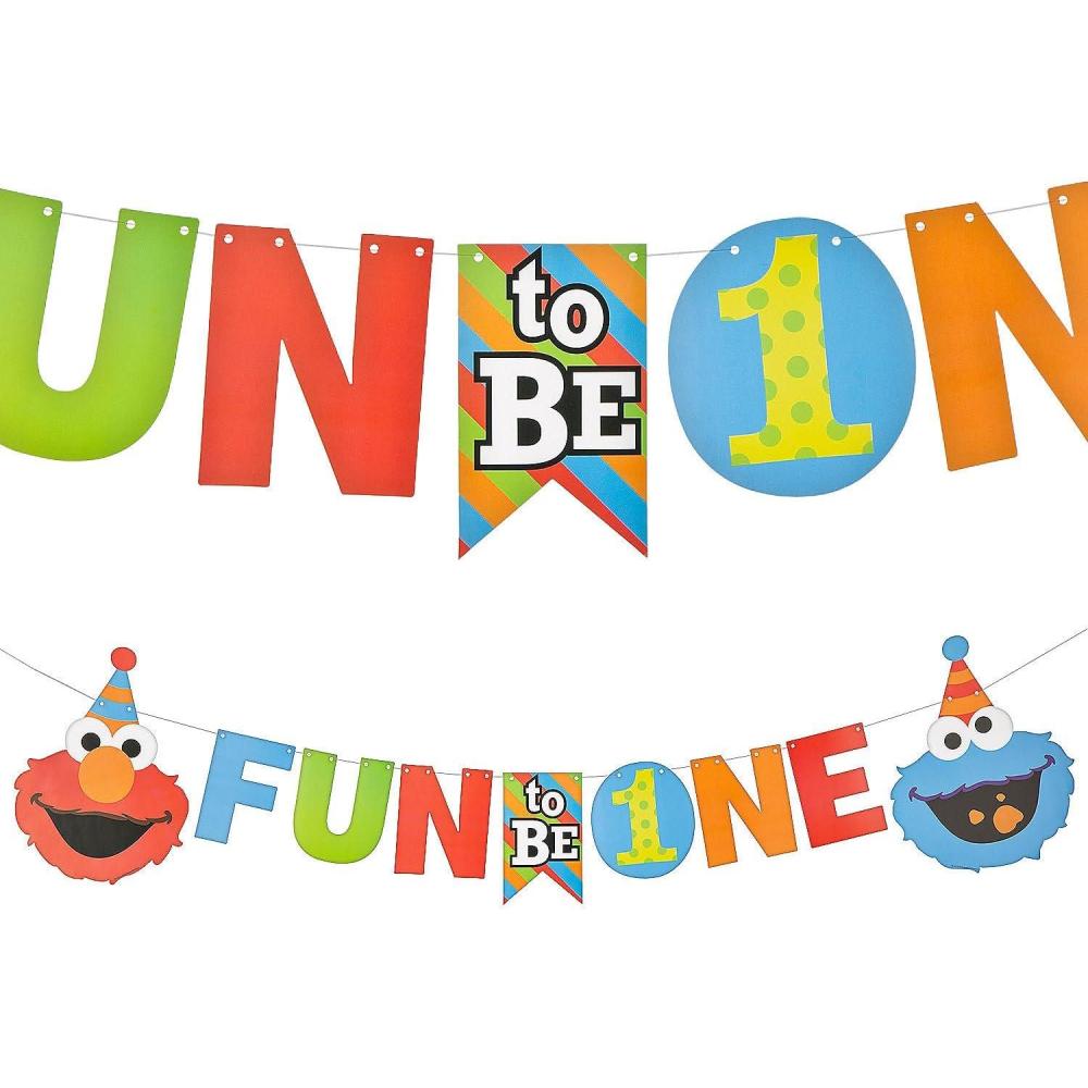 image7 ft x 12 12quot Sesame Street First Birthday Party ReadytoHang Garland