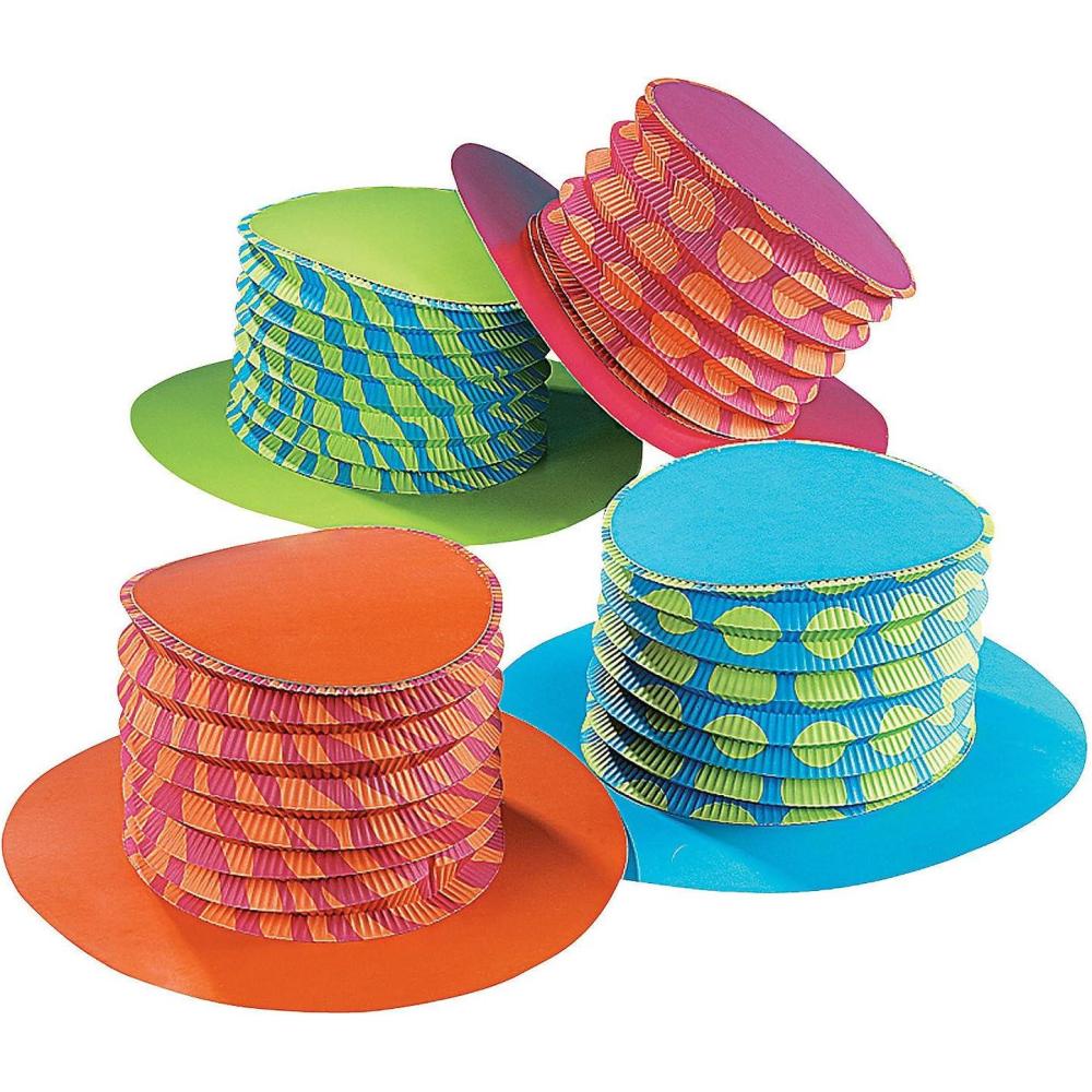 imageFun Express Accordion Top Hat Party Hats Set of 12  Colorful Mad Hatter Tea Party Decorations for Birthday Celebrations  Funny Costume Hats for Kids ampamp Adults Circus Clown Events