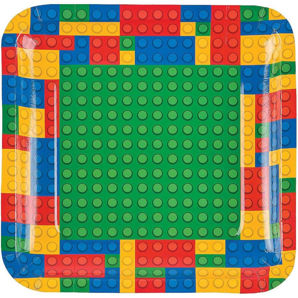 imageFun Express Building Block Party Square Paper Dinner Plates  Perfect for Kids Birthday Parties ampamp Themed Celebrations  Fun Party Supplies  8 Count