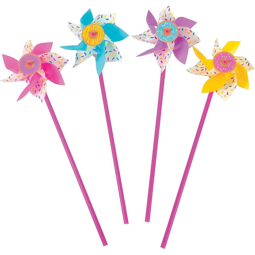 imageFun Express Donut Party Pinwheels Set of 12 Birthday Party Supplies and Favors  Multicolor