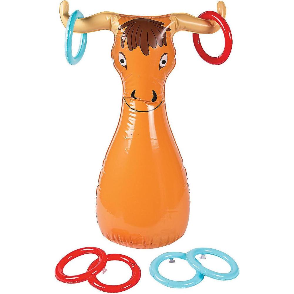 imageFun Express Inflatable Bull Ring Toss Game  Premium Outdoor Games for Kids Ages 48 ampamp Family  Western Carnival Party Games with 6 Rings  Backyard Lawn Games for Birthday Parties
