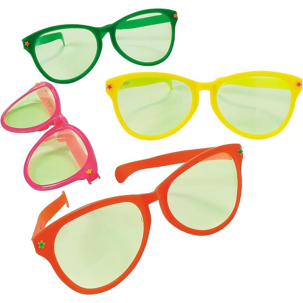 imageFun Express Jumbo Giant Sunglasses  Set of 12 Wacky Oversized Pairs  Novelty Clown Glasses and Photo Booth Party Props