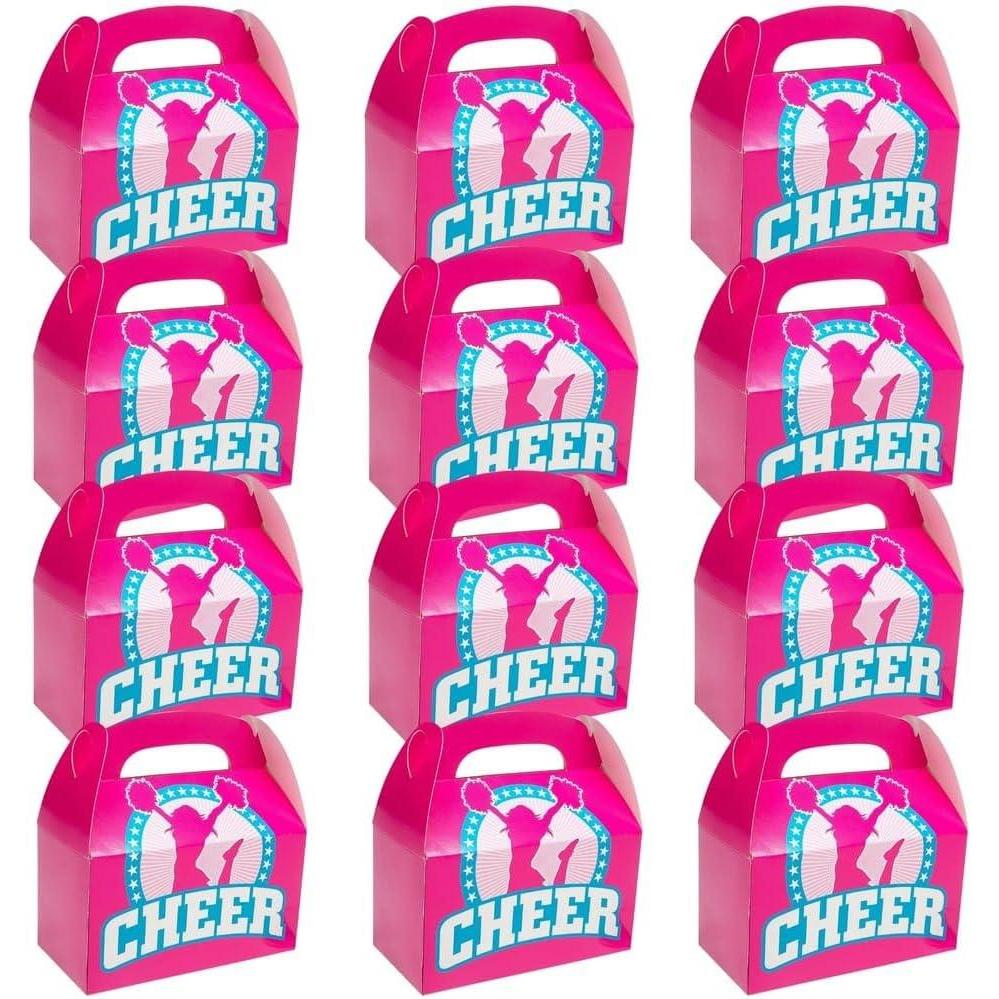 imagePink Cheerleader Cardstock Favor Boxes  625quot x 525quot Pack of 12  Perfect Party Supplies for Birthdays CheerThemed Parties and Celebrations