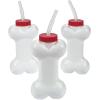 Fun Express 12 Count Dog Bone Cups with 7.5 inch Straws – 14 oz Bone-Shaped Cups – Puppy Dog Birthday Party Supplies and Favors