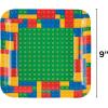 Fun Express Building Block Party Square Paper Dinner Plates – Perfect for Kids’ Birthday Parties & Themed Celebrations – Fun Party Supplies – (8 Count)