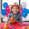 Fun Express Cowboy Party Favors – Western Cups with Lids & Straws 12 Pack | Cowgirl Birthday Party Supplies for Kids | Rodeo Themed Celebrations | Plastic Cowboy Hat Cups 15oz | Boot Cup Design