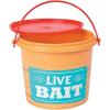 Fun Express Fishing Birthday Party Decorations Mini Buckets – Live Bait Bucket Design Small Plastic Pails with Lids for Kids Party Favors | Fishing Themed Party Supplies Set of 12 – Blue 4.5 Inch