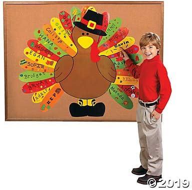 imageFun Express DIY Turkey Bulletin Board Set  26 Piece Thanksgiving Classroom Decorations for Fall  3 Feet Tall Interactive Display with Customizable Feathers  Perfect for Preschool