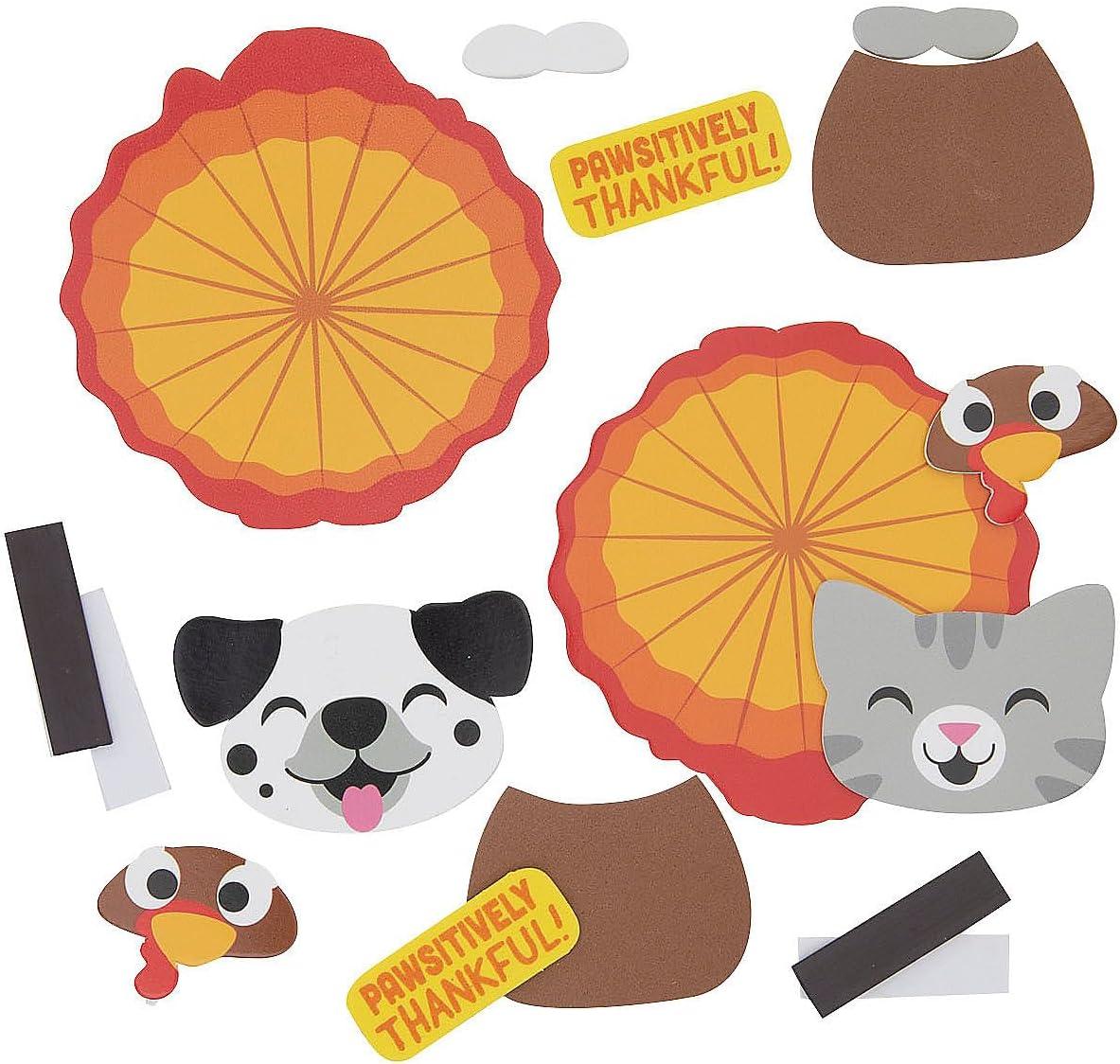 imageFun Express Pawsitively Thankful Silly Animals as Turkeys Magnet Craft Kit  Makes 12