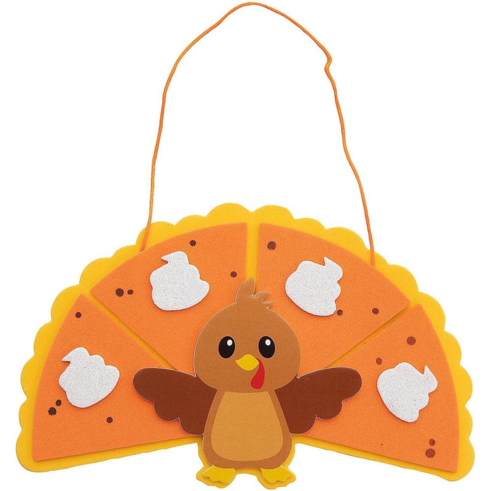 image7quot x 4 14quot Thanksgiving Pumpkin Pie Turkey Foam Sign Craft Kit  Makes 12