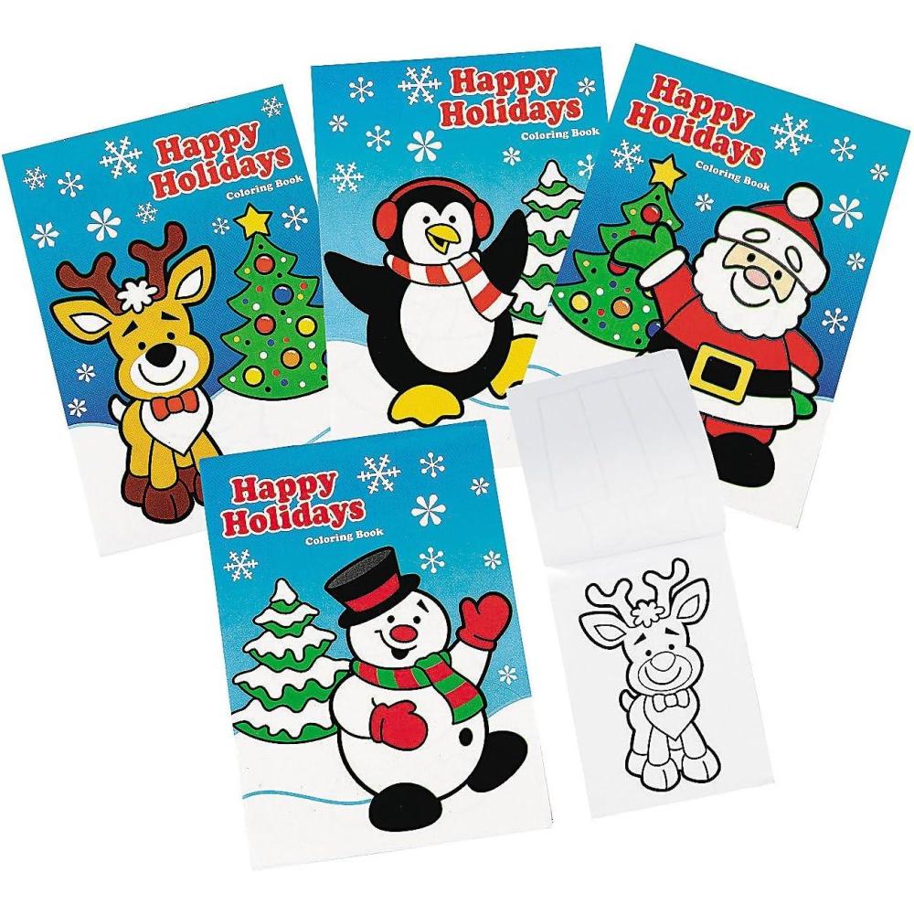 imageChristmas Coloring Books Bulk Set of 72 Books with 6 Pages Each Santa Snowman Rudolph and More